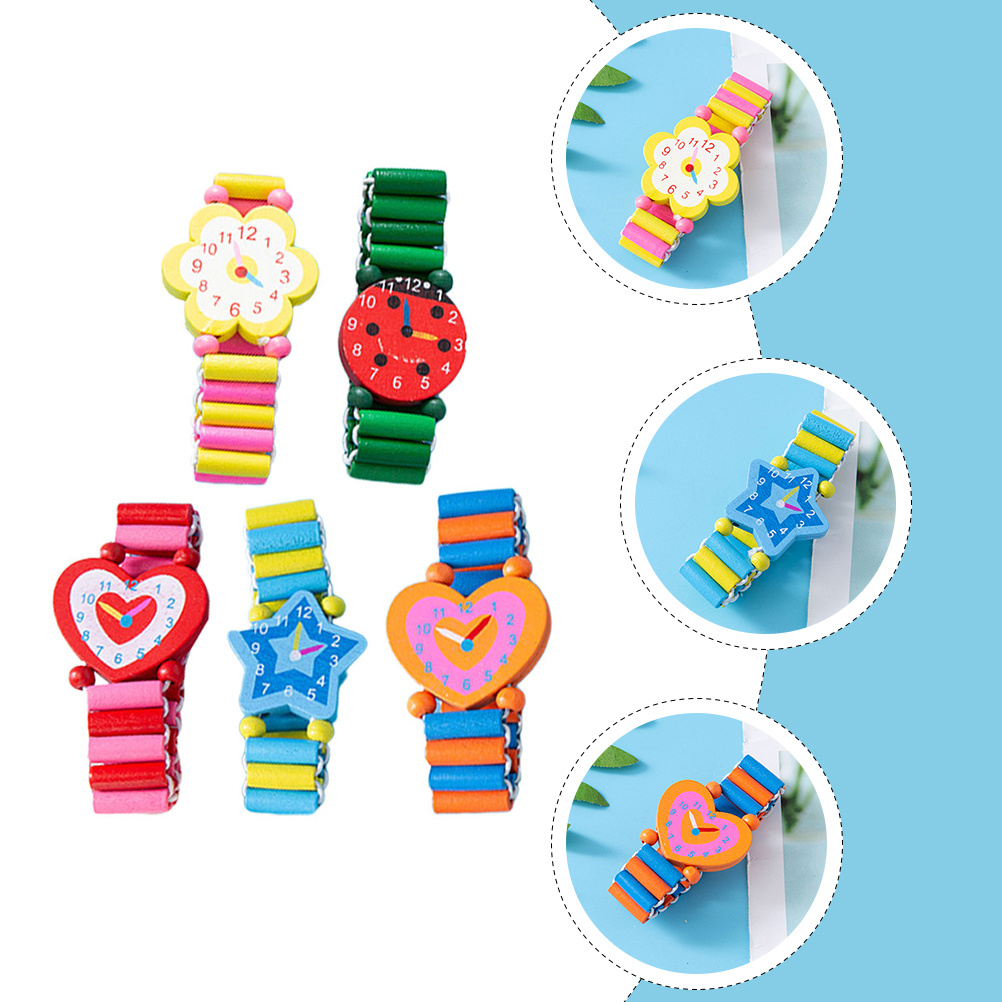 Education Kids Ru - 5 шт., детские красочные деревянные часы-браслет,